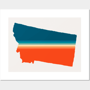 Montana State Retro Map Posters and Art